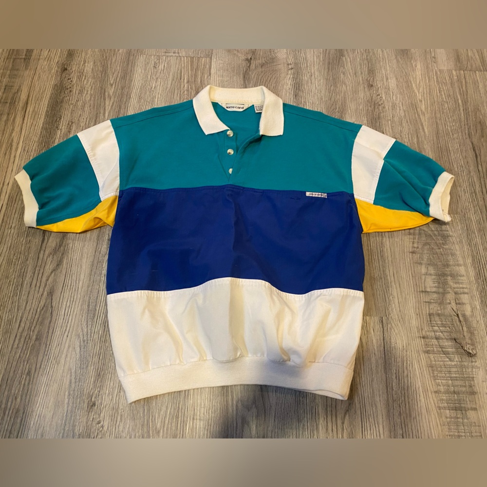 Vintage Pierre Cardin Polo Shirt T Shirt Small 80s Teal Size Medium - Picture 1 of 6